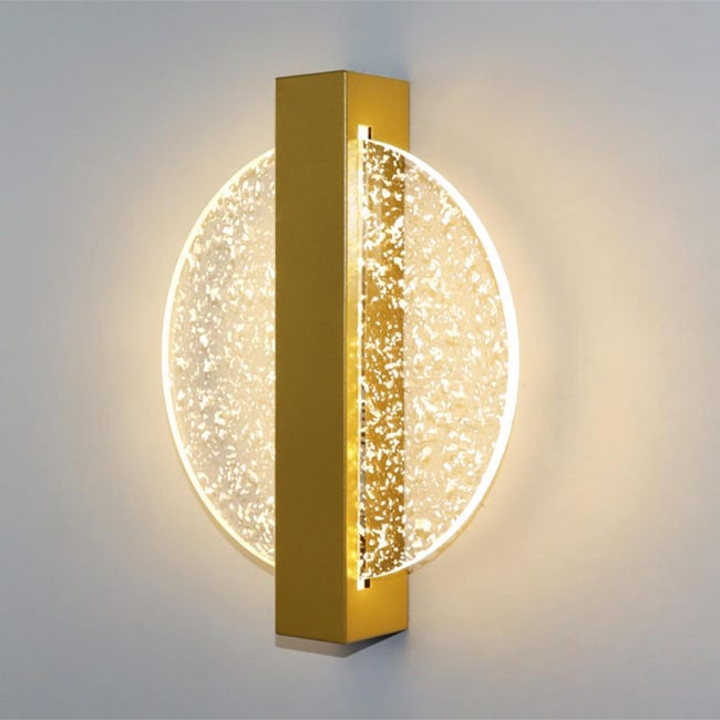 Applique Murale Led Intérieur, 3 Température De Couleur, 6w Luxe Applique Murale Acrylique Ronde,or