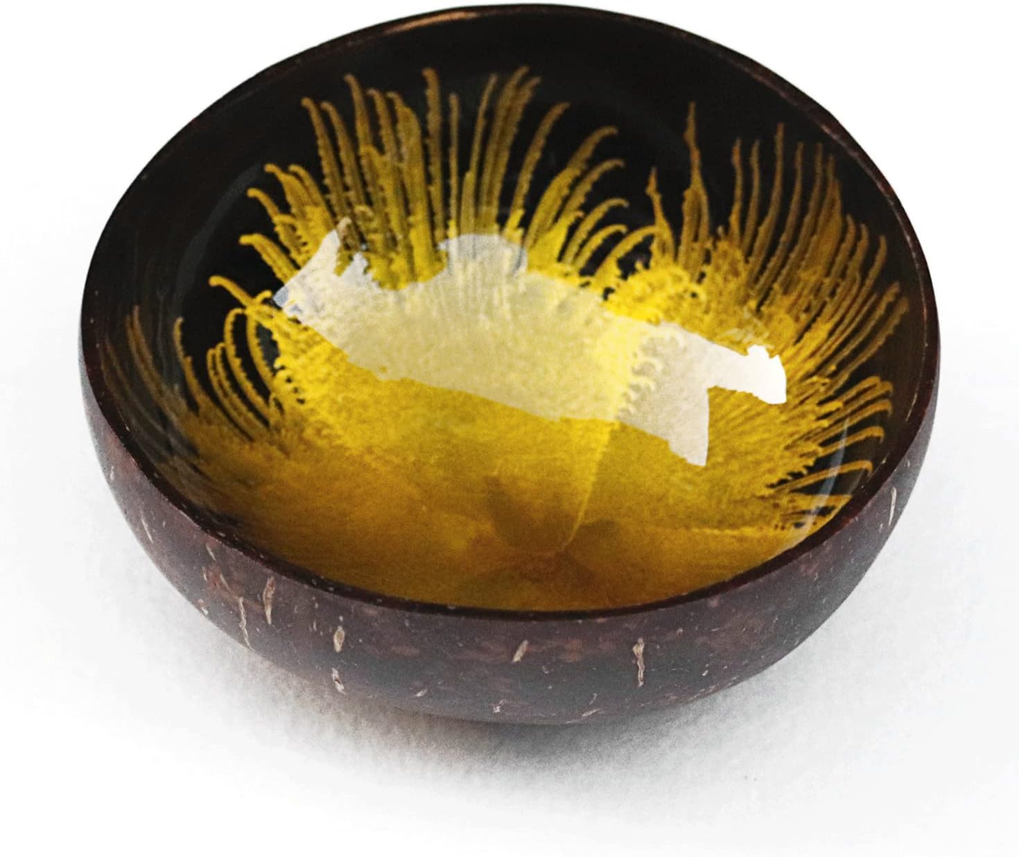 Bol Décoratif En Noix De Coco, Bol De Rangement En Coque De Noix De Coco Naturelle, Bol De Service En Noix De Coco, Récipient À Bonbons, Porte-noix (environ 13,5 X 5,8 Cm) (jaune)