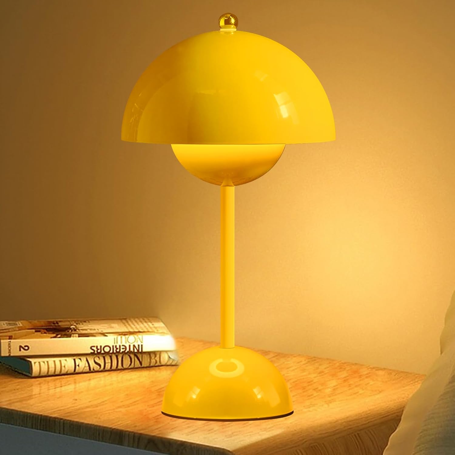 Lampe Champignon, Lampe De Table Sans Fil, Lampe De Chevet Led, Lampe D'Ambiance Rechargeable Avec 3 Modes De Luminosité, Pour La Décoration Intérieure, Bureau, Salon, Chambre (jaune)