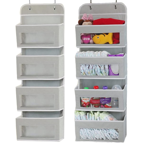 Organisateur De Rangement À Suspendre À Une Porte Avec Fenêtre Transparente Pour Garde-manger Et Salle De Bain (gris)