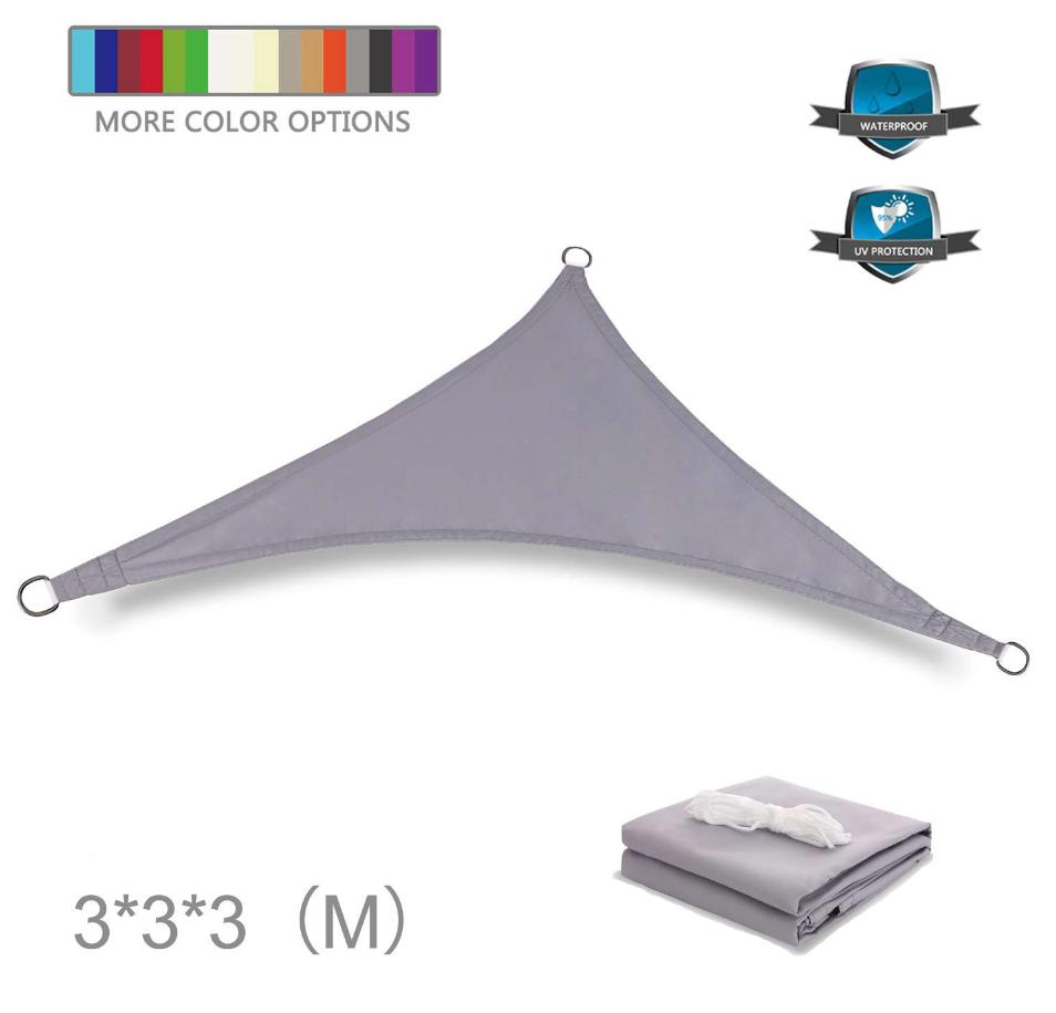 Voile D'Ombrage Triangulaire Grise 3x3x3m - 300d - Protection Solaire - Auvent De Jardin/piscine Extérieure