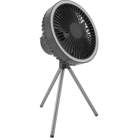 Ventilateur De Camping Portable 10000mah Avec Lumière, 3 Vitesses Et Minuterie - Gris Pour Extérieur