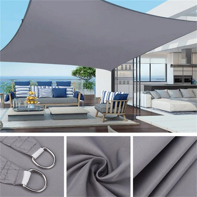 X 3m Étanche Soleil Abri Pare-soleil Protection Voile D'Ombrage Auvent Camping Toile D'Ombrage Grand Pour Auvent Extérieur Jardin Patio -gris