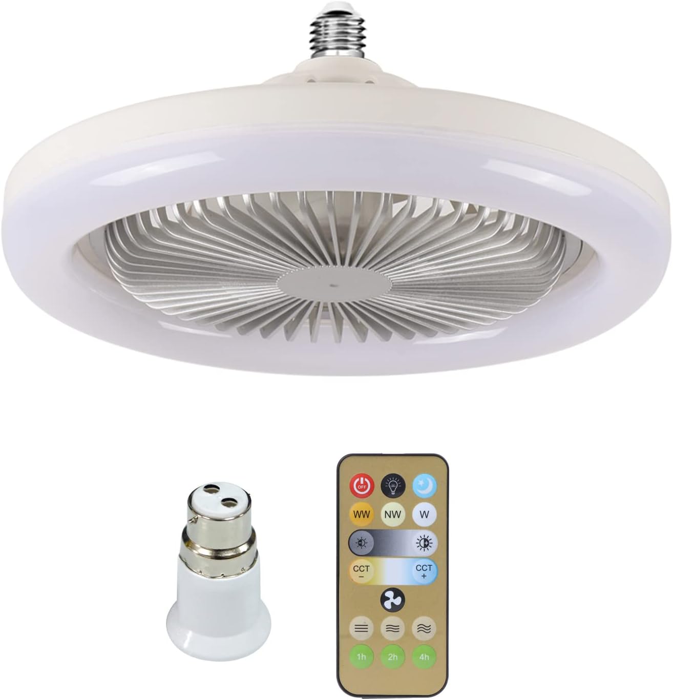Ventilateur De Plafond Led 2 En 1, Ventilateur De Plafond Léger 30 W Avec Télécommande, Avec Adaptateur B22, 3 Vitesses Réglables, Pour Chambre, Bureau, Dortoir (gris)