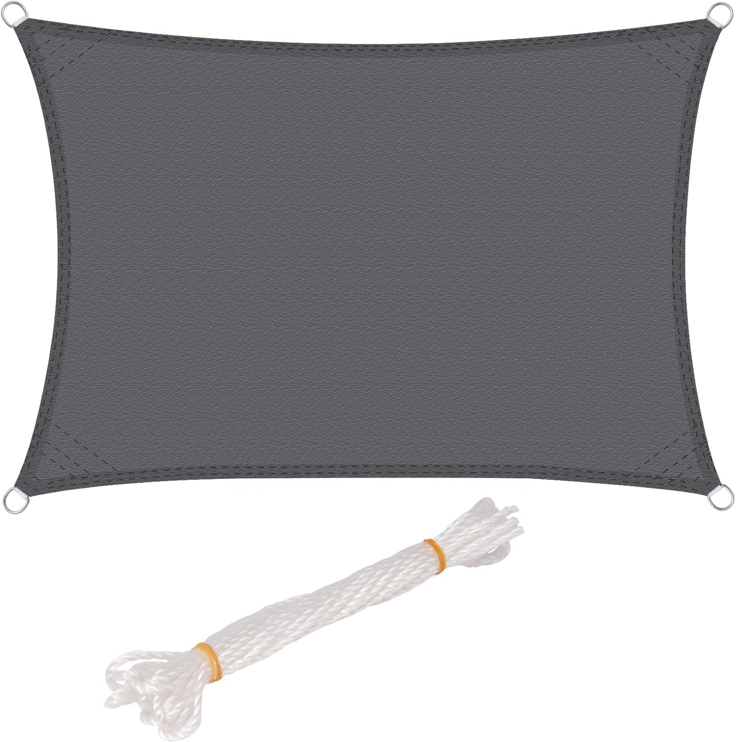 Svkbjroy Voile D'Ombrage Rectangulaire Imperméable Anti 93% Uv Résistant À L'Eau Protection Contre Le Vent Polyester Avec Protection Uv Pour Jardin Terrasse Camping, Gris, 3x5m