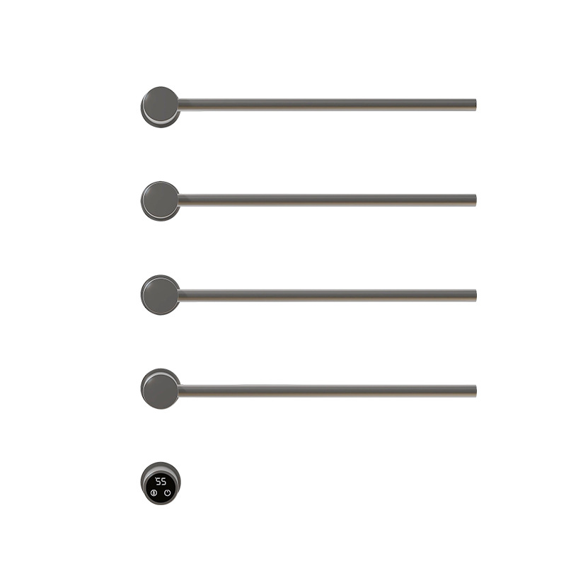 Sèche-serviettes Classique 3 Barres Gris Chauffant Automatique, Minuterie 1-24h, Thermostat 45°c À 70°c, Ipx4, Inox 304, Charge 20kg Consomme Seulement 1 Kwh Pour 32h D'Utilisation
