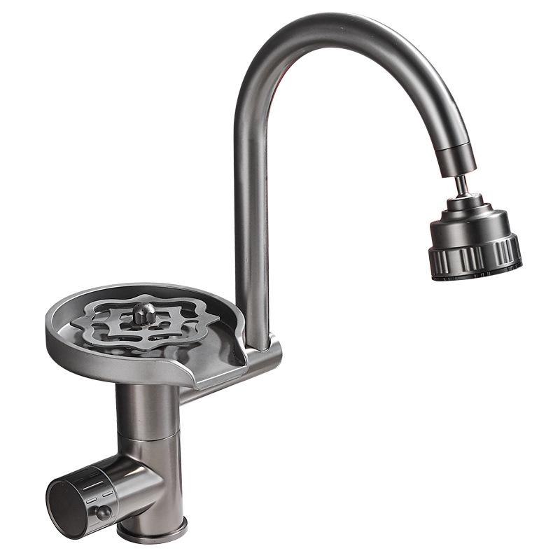Mitigeur De Cuisine, Robinet Mitigeur Cuisine Avec Rince Verre Evier Mitigeur Evier Cuisine Rotation À 360° ,gris