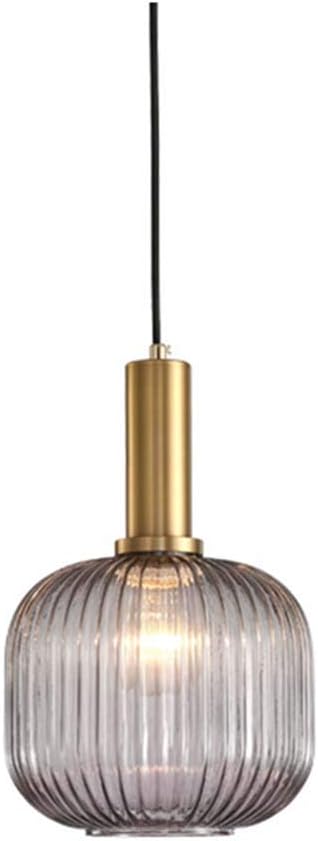 Hjxdtech - Suspension Luminaire Industrielle Vintage En Verre Nervuré,plafonnier Avec Fini En Laiton Poli Lustre,suspension Lampe De Salle À Manger Cuisine Salon Chambre (gris, 20cm)