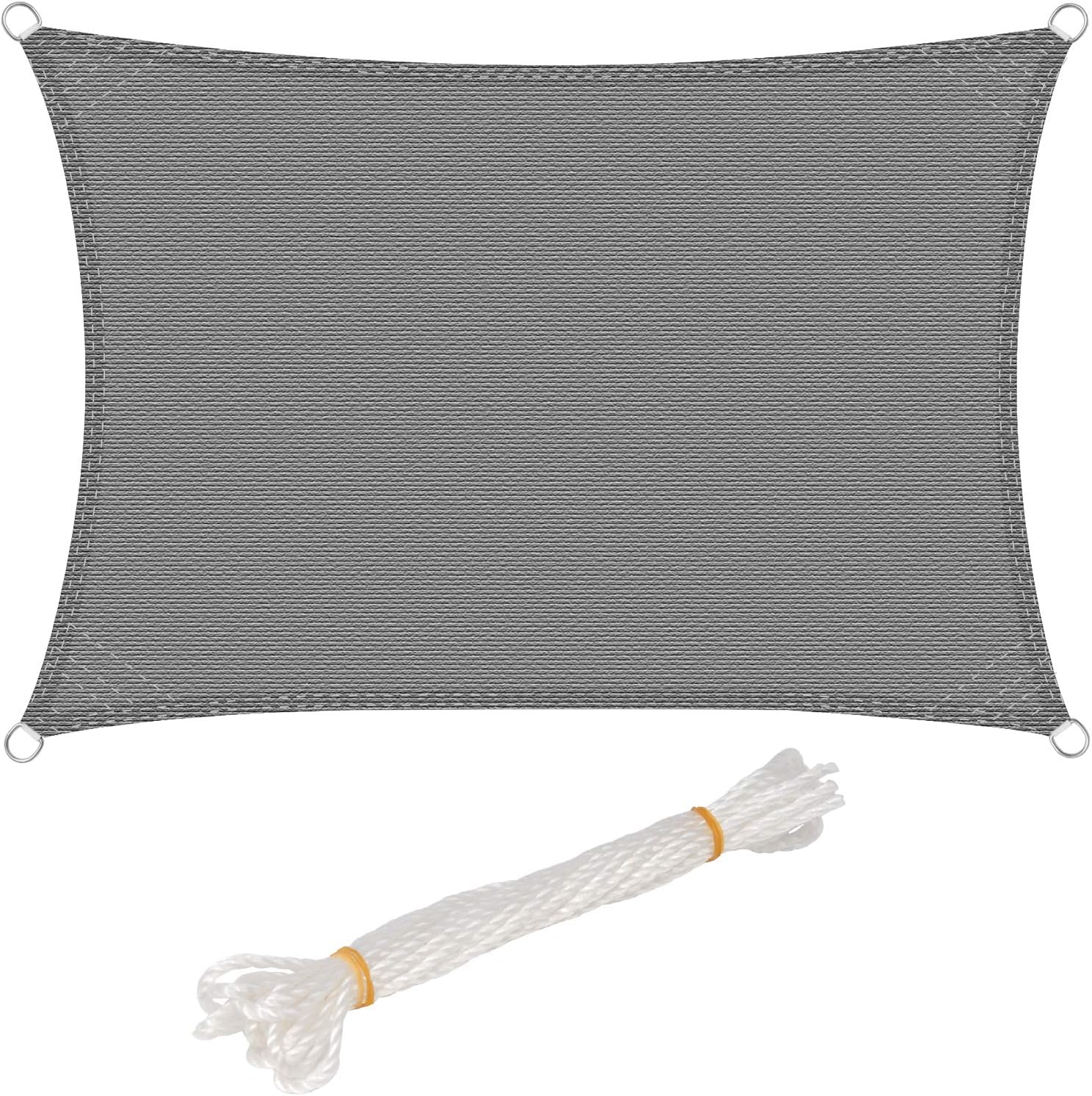 Voile D'Ombrage Rectangulaire 4x5 M , Toile D'Ombrage Protection Solaire, Anti 85% Uv Contre Le Vent, Pour Jardin Terrasse Camping Gris