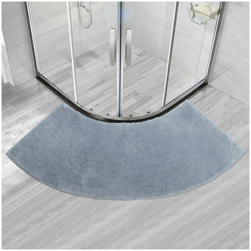 Tapis De Sol Uni De Couleur Grise, Tapis De Porte De Salle De Bain En Forme D'Éventail, Tapis De Douche Semi-circulaire En Tpr Antidérapant, Tapis De Sol Pour Salle De Bain (gris)