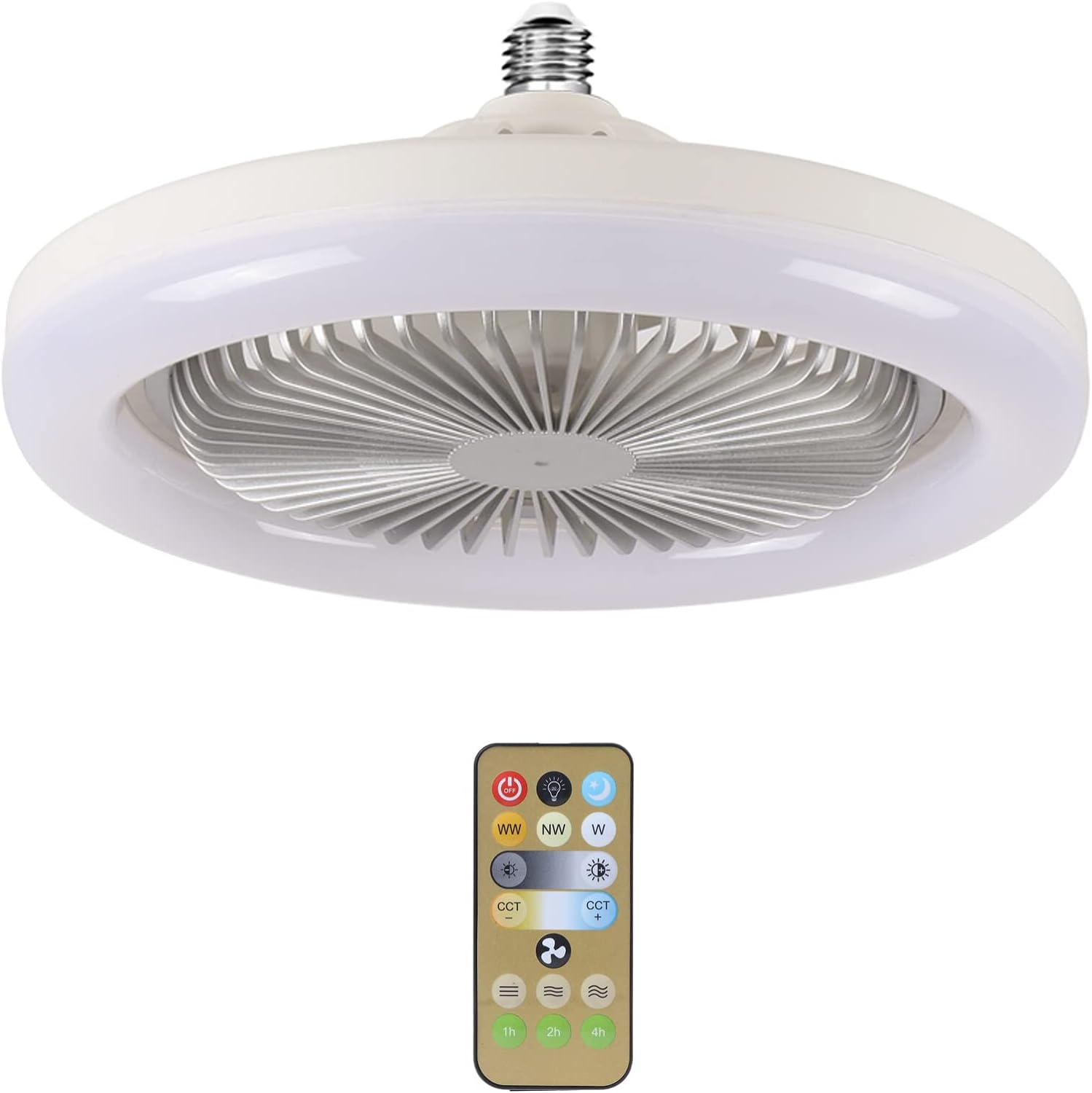 Ventilateur De Plafond Led 2 En 1, Ventilateur De Plafond Léger 30 W Avec Télécommande, 3 Vitesses Réglables, Led 3 Couleurs À Intensité Variable, Pour Chambre, Bureau, Dortoir(gris)