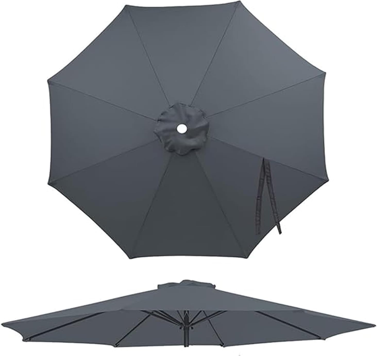 Toile De Parasol 8 Baleines 3.5m,auvent De Remplacement Pour Parasol Déporté Remplacement Pour Cour, Protection Uv 30+ Housse Rechange En Tissu,gris