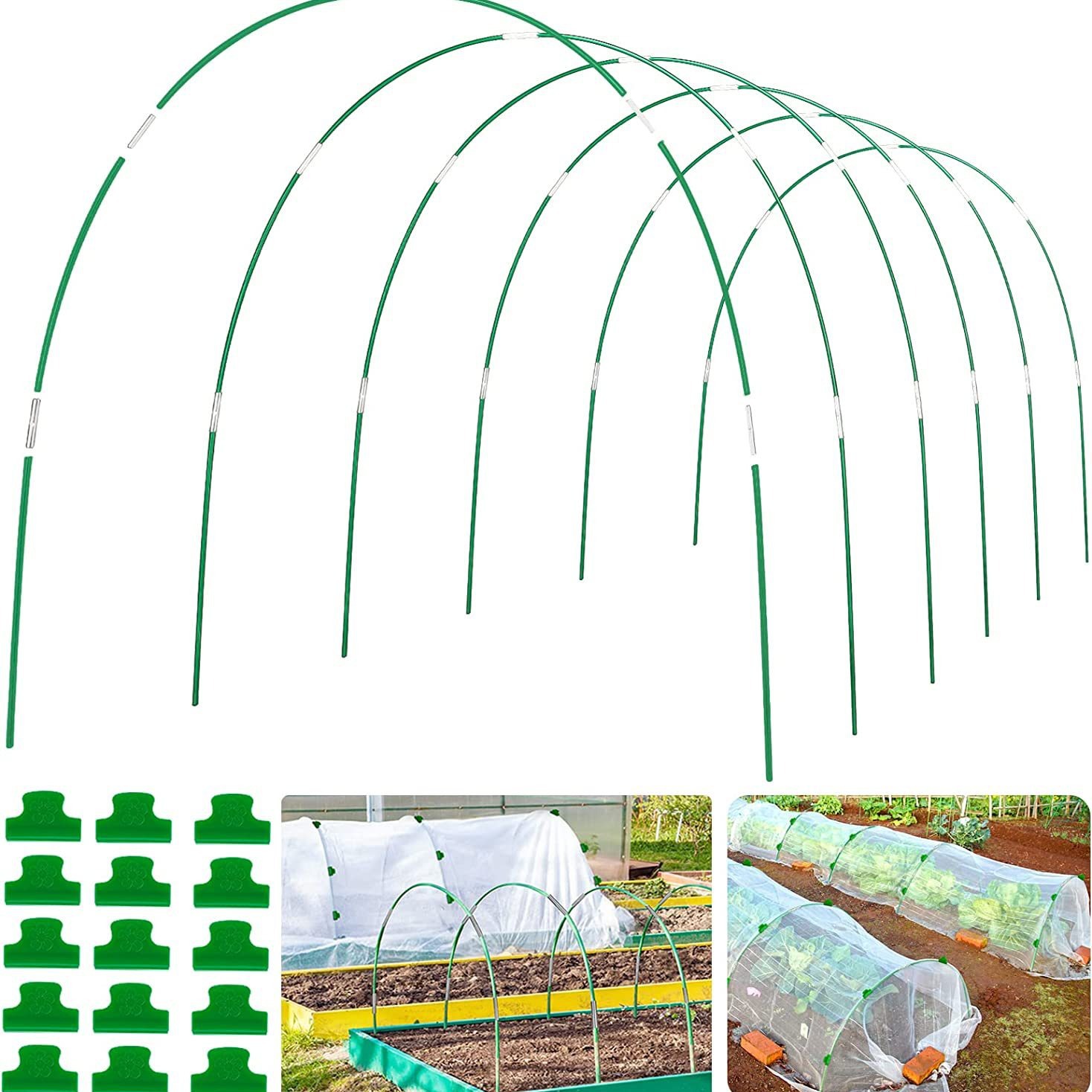 Cerceaux De Serre Tunnel, Cerceaux De Serre De Jardin, Cerceaux De Jardin, Kit De Maison De Cerceau De Jardin, Cerceaux De Tunnel De Serre De Jardin, Cerceaux De Serre Tunnel De Jardin (vert/36 Pièces