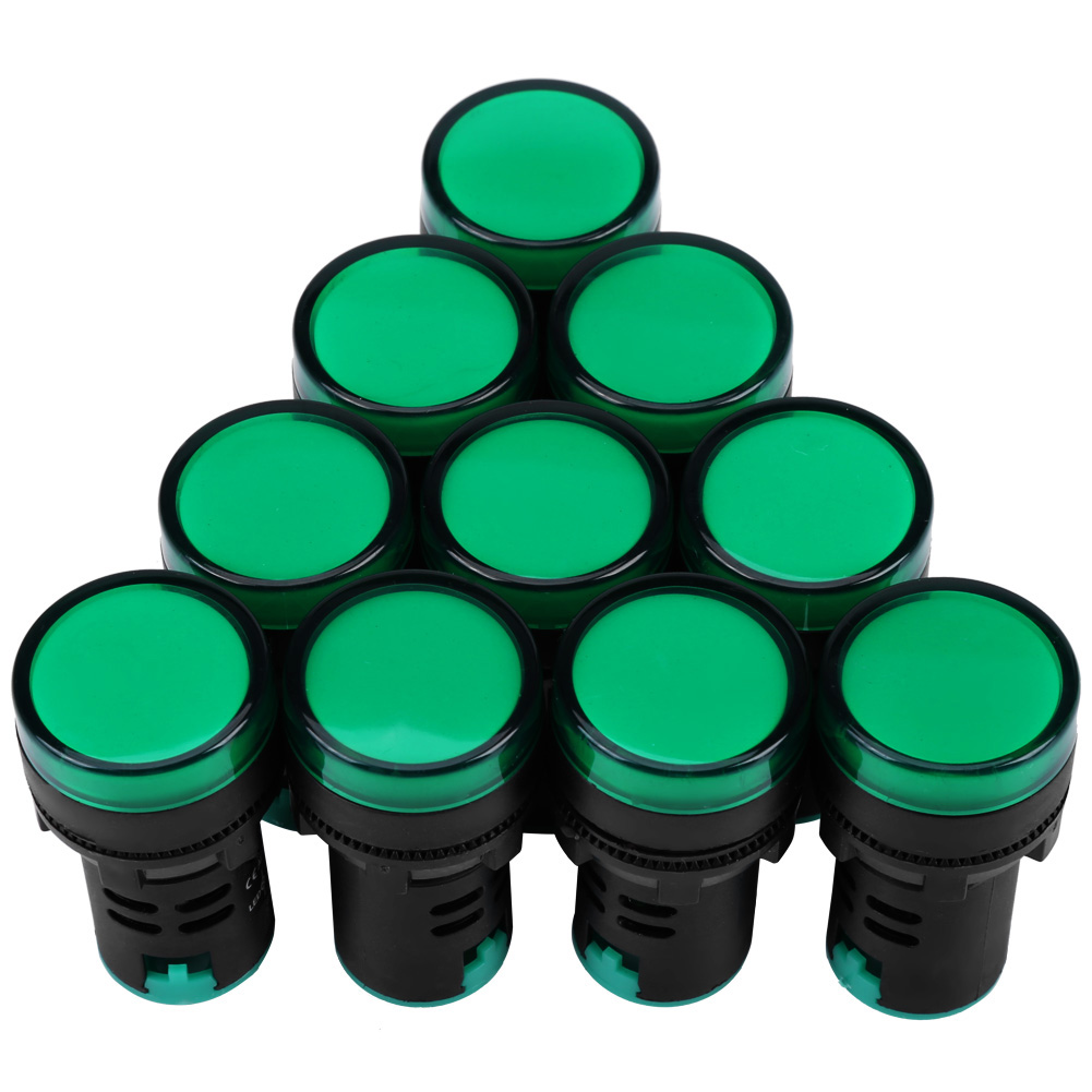 Voyant Led Vert 24v Ac/dc - Lot De 10, Filetage 22mm