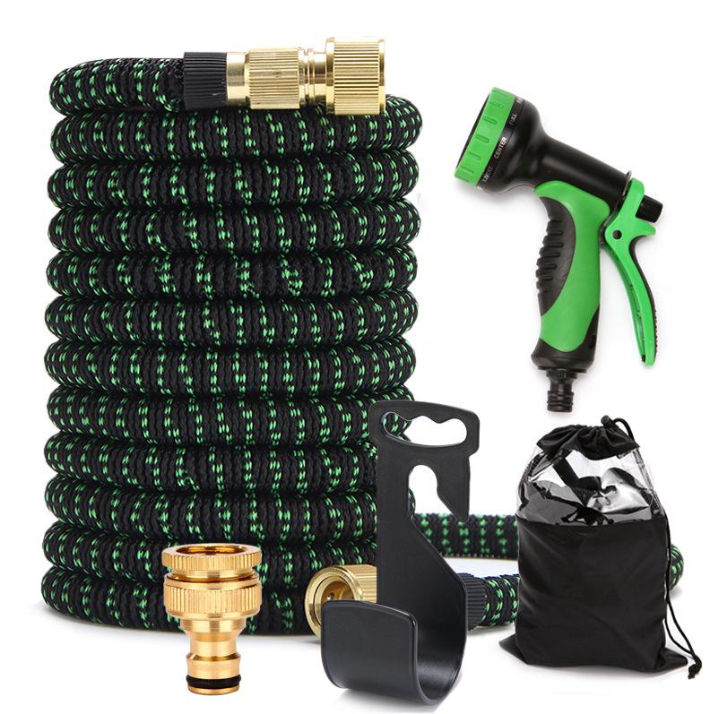 15m/50ft Tuyau Arrosage Extensible Haute Pression Avec 8 Fonctions Pistolet Pour Nettoyage Et Arrosage Vert