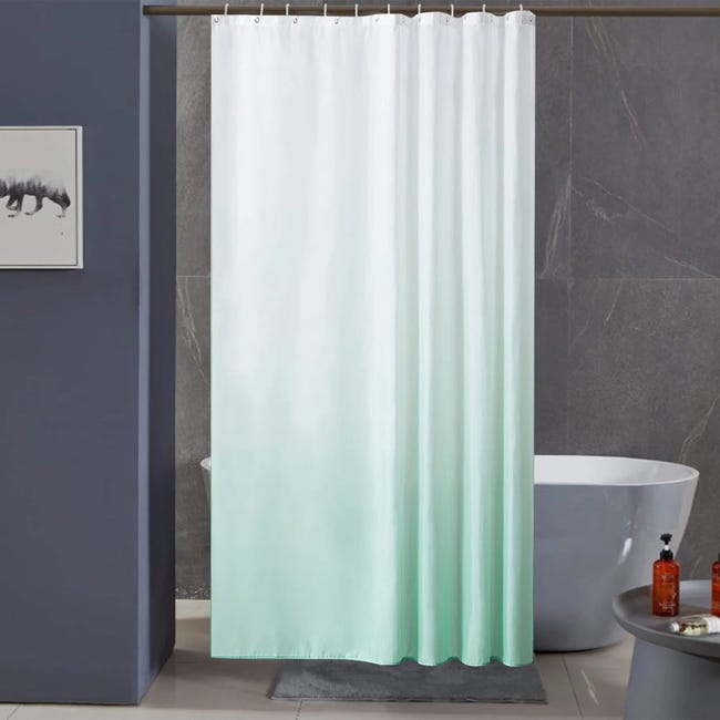 Rideau De Douche Dégradé Anti-moisissure Et Imperméable, Rideau De Douche En Polyester Moderne Et Simple, Vert Clair, 120200cm
