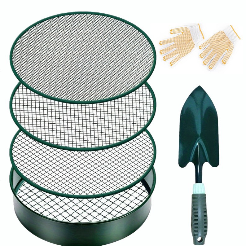 Tamis De Sol Pour Jardin, Tamis À Sable En Acier Inoxydable Avec 5 Tamis Fins Remplaçables,3 Mm, 5 Mm, 8 Mm, 10 Mm, 12 Mm (vert)