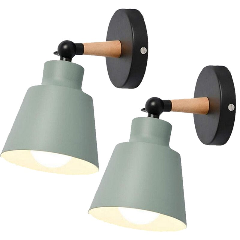 Lot De 2 Moderne Applique Murale Industrielle En Métal Luminaires E27 Edison Loft Lampe Pour Café Bar Couloir Salle À Manger Salon Chambre (vert)