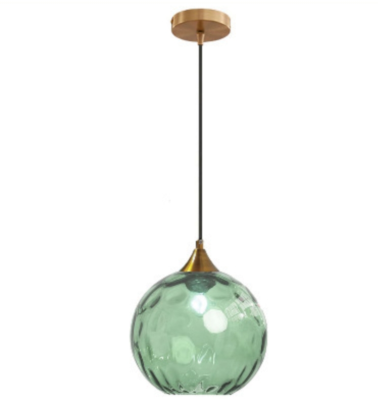 20cm Vert Globe En Verre Suspension Base En Bronze Doré Avec Boule De Verre Lampe De Plafond Suspendue Pour Îlot De Cuisine (vert)