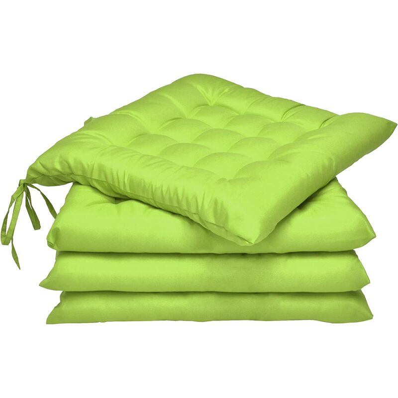 Coussin De Chaise De Jardin – Lot De 4 – Coussin D’extérieur Confortable Et Épais – 40 X 40 X 5 Cm – Vert Pomme