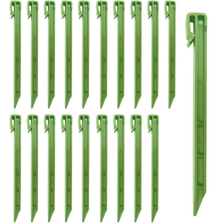 Lot De 20 Piquets D'Ancrage De Jardin En Plastique Très Résistants Pour Maintenir Le Fond Du Filet De Jardin, Vert