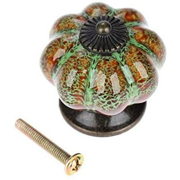 Bouton De Porte En Céramique Antique Citrouille Pour Armoires, Armoires, Commode, Tiroirs, Meubles De Cuisine, Poignées De Tirages (10 Pièces, Vert)