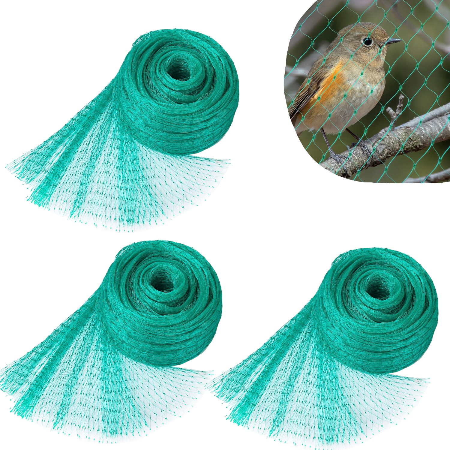 Filet Anti-oiseaux - Protège Les Plantes, Les Arbres Fruitiers, Les Légumes Et Les Fleurs - Réutilisable - Vert - Lot De 3 - 4 X 10 M - Protection Contre Les Oiseaux - Filets Anti-insectes