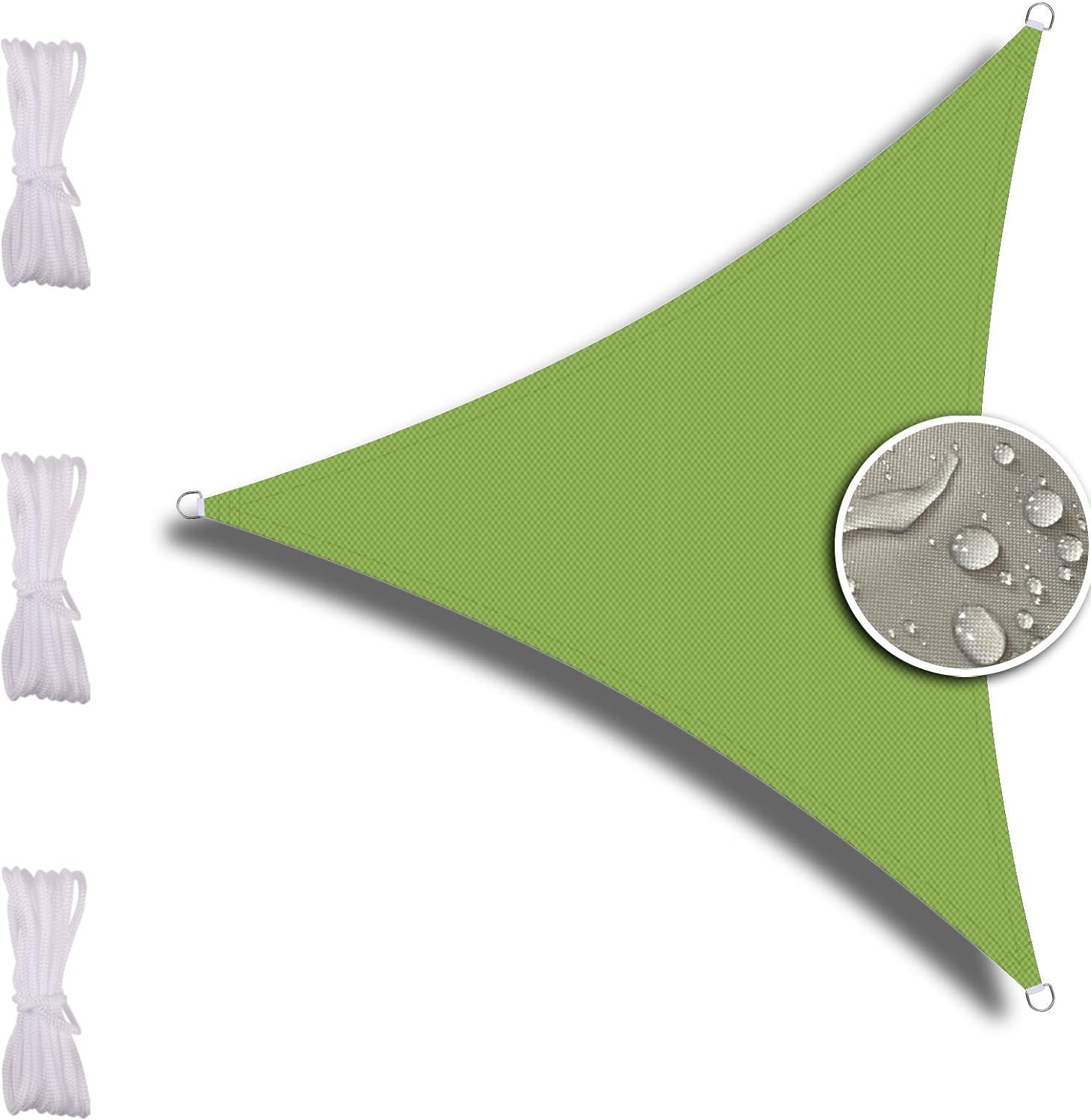 Ineasicer Voile D'Ombrage Triangulaire 3.6x3.6x3.6m, Voiture,restaurant,jardin, Haute Densité Hdpe, Résistant Aux Intempéries, Toile Ombrage, Vert