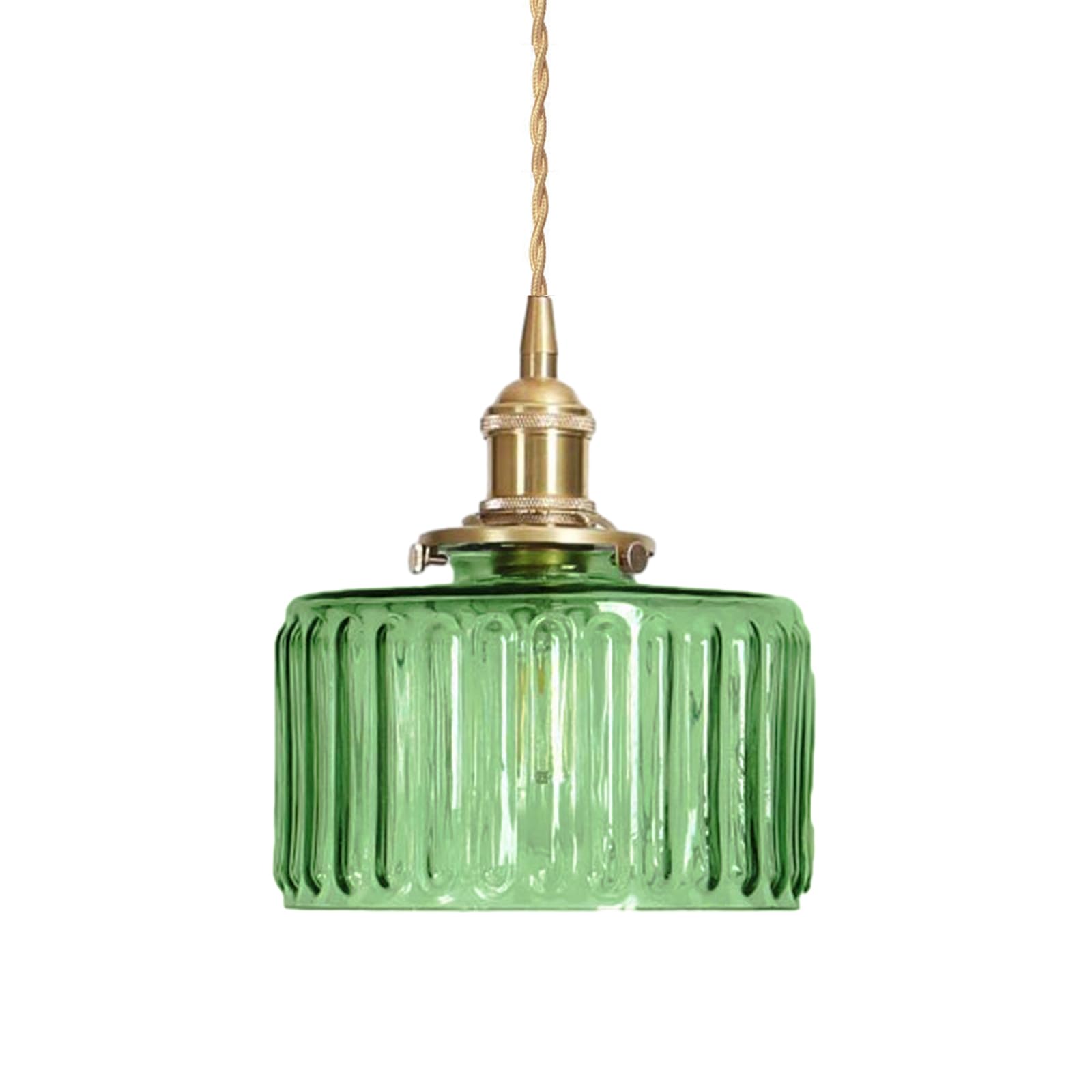 Lustre Vintage Industriel En Verre Vert Avec Douille E27 Laiton Et Interrupteur,hauteur Réglable,pour Cuisine,chambre,salle À Manger
