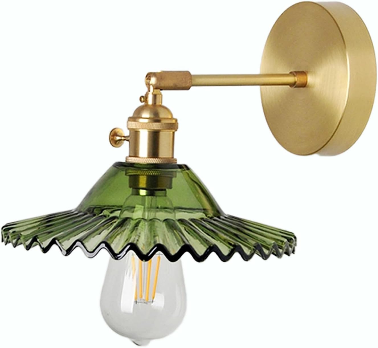 Applique Murale Moderne En Cuivre E27, Luminaire Mural Industriel En Verre, Abat-jour En Verre Moderne (vert)