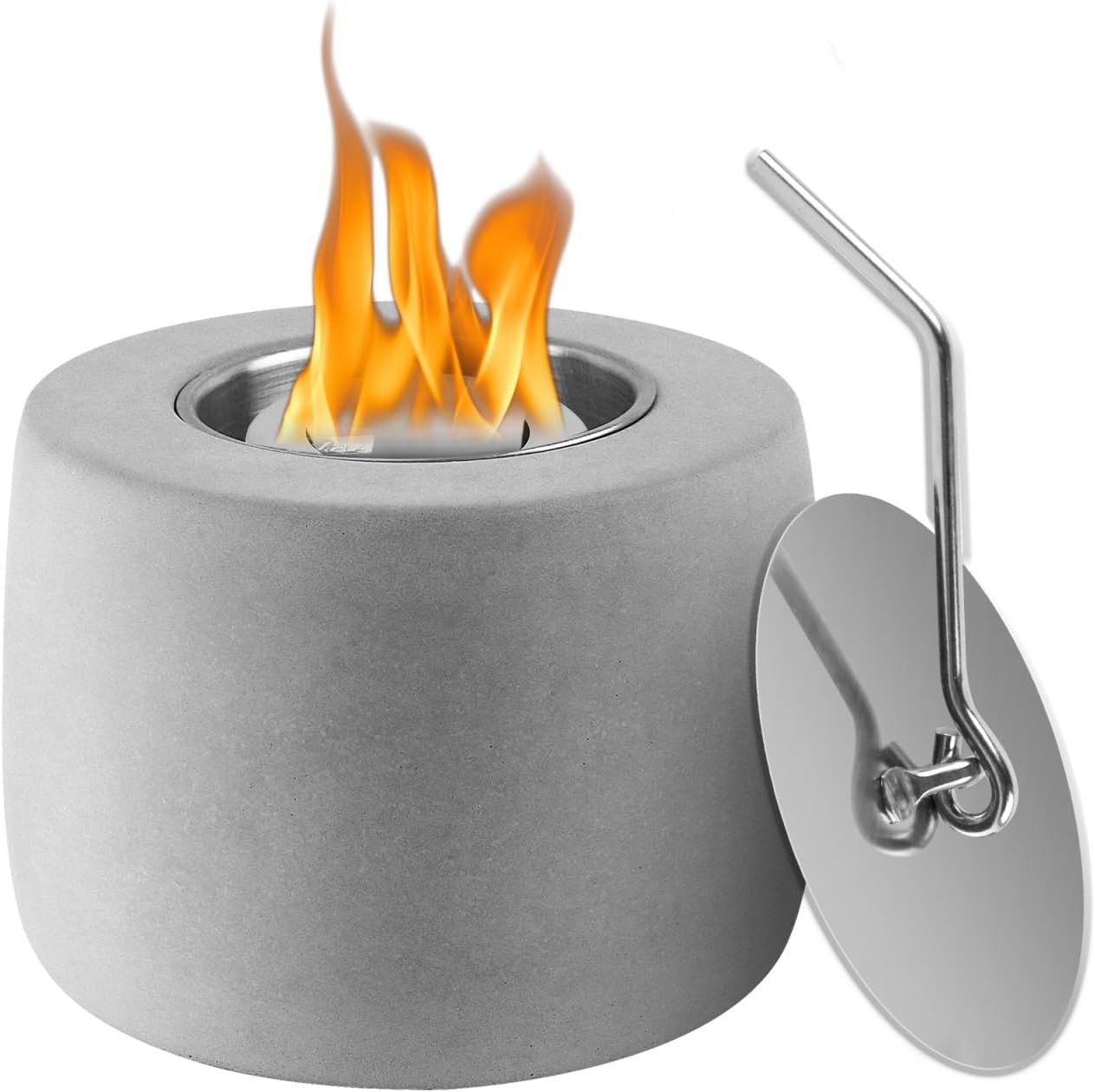 Cheminée De Table, Foyer De Table En Béton Portable Au Bioéthanol , Brûleur Au Bioéthanol Sans Fumée Pour Intérieur Et Extérieur (gris Clair)