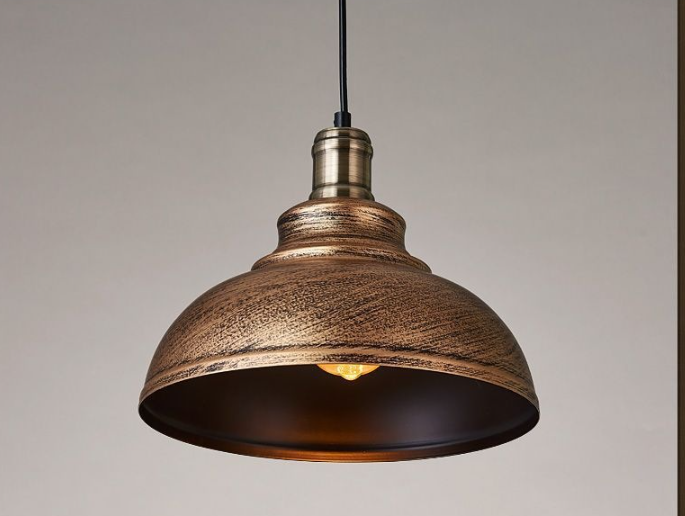 Lot De 2 Suspension Luminaire Industrielle Lustre Plafonnier Vintage E27 Rétro Métal Lampe De De Plafond, Diamètre 29 Cm (rouille Cuivre)