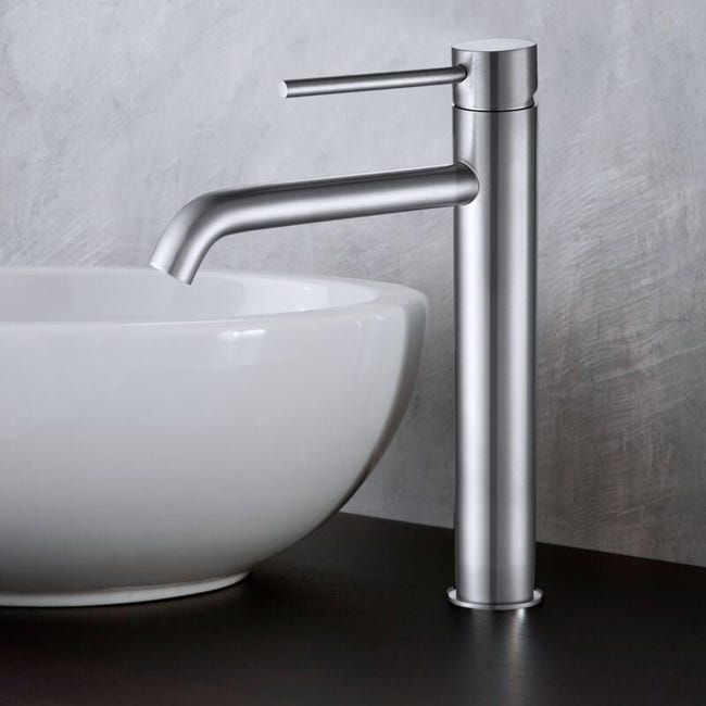 Robinet Salle De Bain, Mitigeur De Lavabo Bec 45°,chaud Froid Réglable,robinet Lavabo En Acier Inoxydable - Chromé