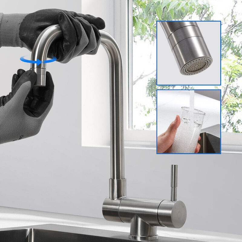 Robinet Cuisine Rabattable Avec 2 Jets Modes, Mitigeur Cuisine En Acier Inox 304 Pliable À 180° Et Rotatif À 360° Sous Fenêtre Froid Et Chaud