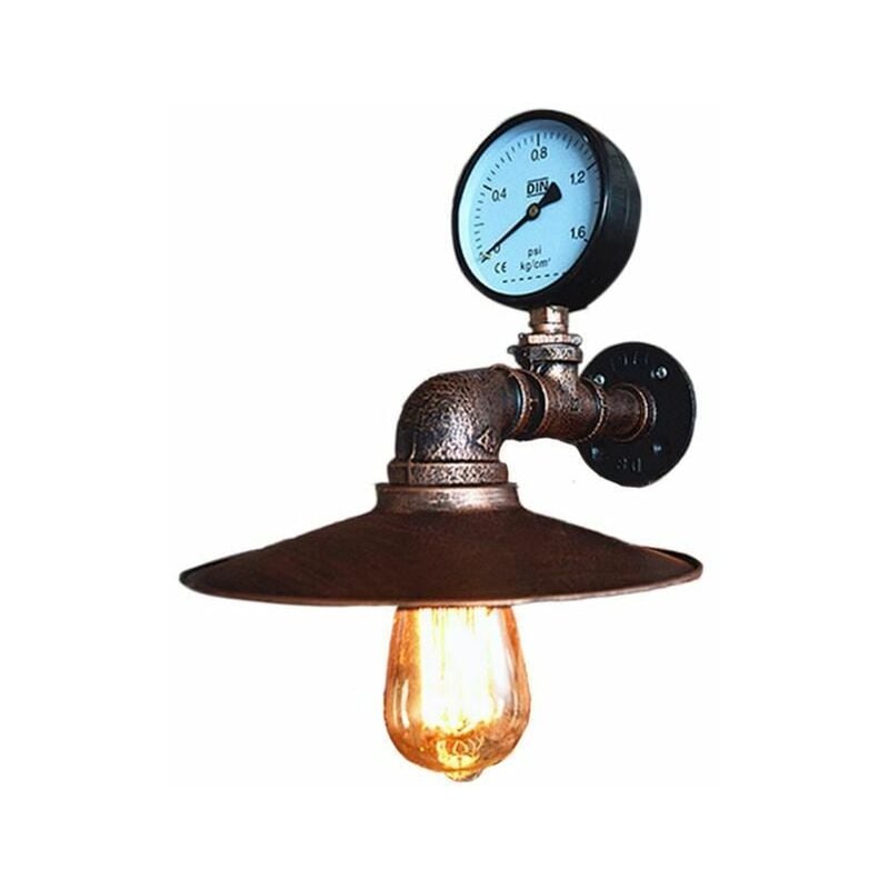 Applique Murale Vintage Industrielle Tuyau Robinet Finition De Fer Lampe Lustre Abat-jour Pour Chambre, Bar, Salon Rouille