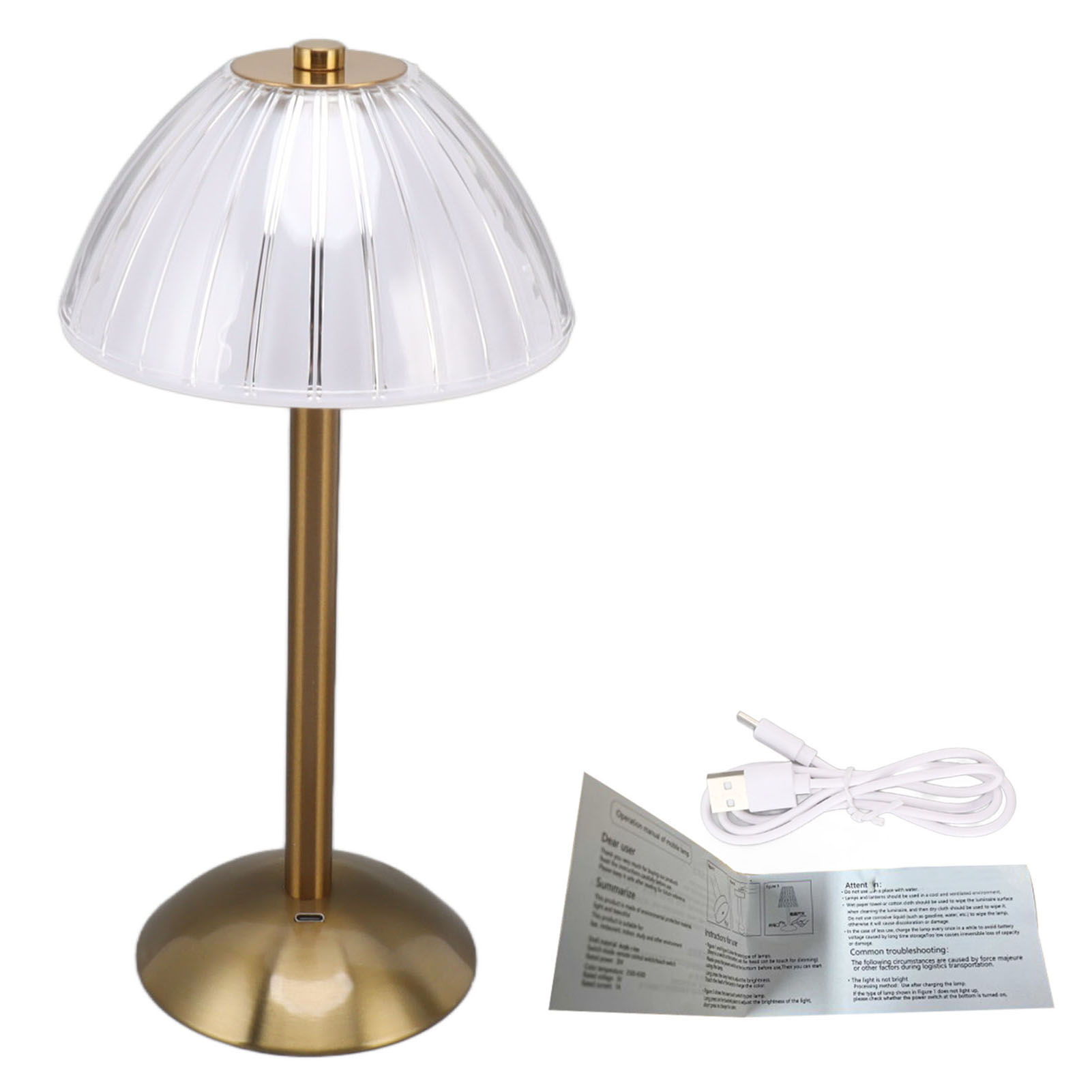 Lampe De Table Sans Fil Rechargeable Pour La Maison, Lampe De Table Portable D'Intérieur/extérieur De 30 Cm (12 Pouces) De Haut En Laiton Doré Avec Capteur Tactile, Luminosité Et Couleur Réglables (do