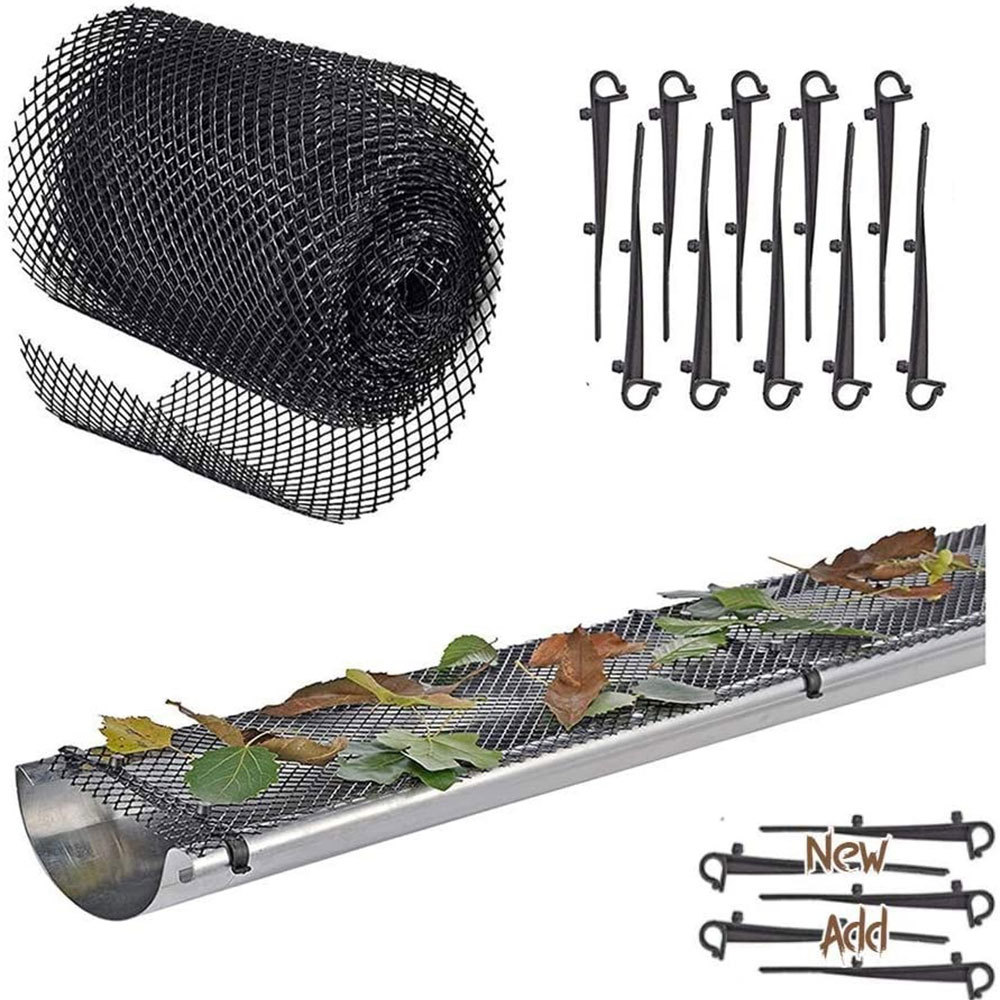 2x Grillages De Protection Pour Gouttière Avec 20 Clips De Fixation，16cm6m