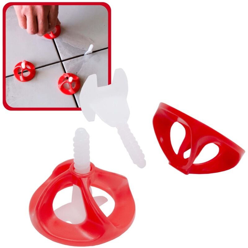 Système De Nivellement De Carreaux, Set D'Aide À La Pose, Outil De Carreleur, Ergonomique - 3mm Set : 200pcs, 100 Languettes + 100 Capuchons