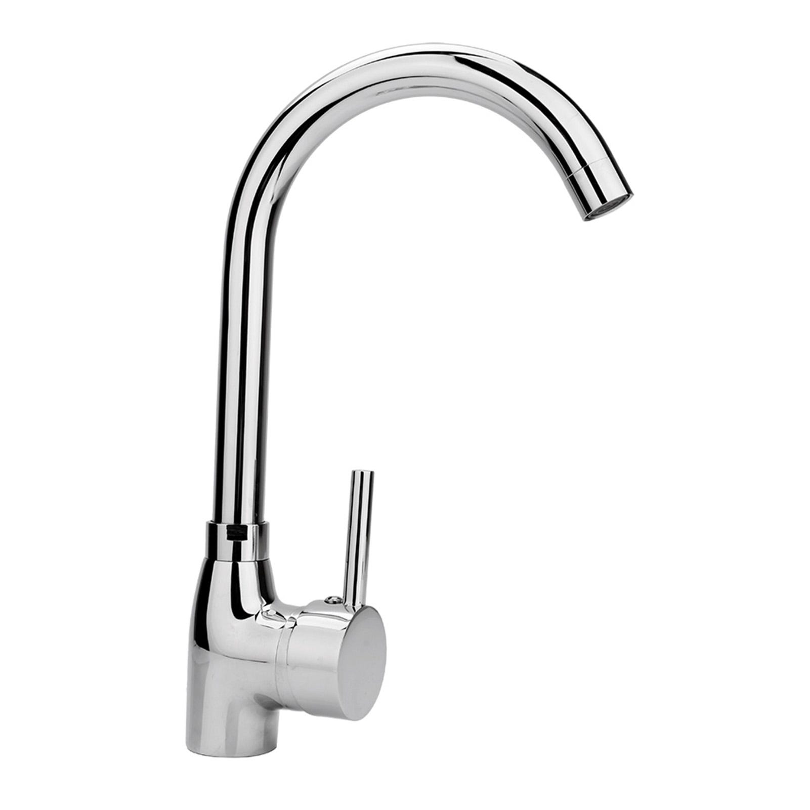Robinet De Cuisine Chromé Moderne, Robinet D'Eau À Poignée Unique, Mitigeur Monté Sur Le Pont, Évier