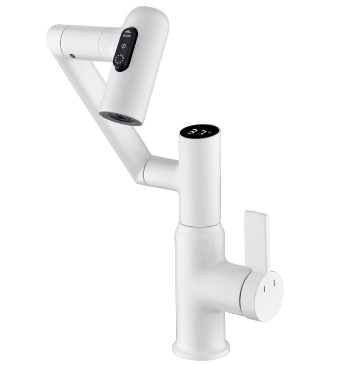 Robinet De Température Intelligent, Poignée Unique – Robinet D'Évier De Salle De Bain Et Robinets De Cuisine (chromé，blanc)