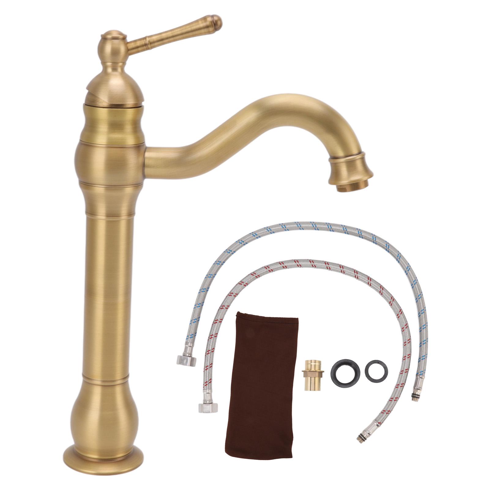 Robinet De Lavabo En Laiton, Style Européen Rétro, Design Gourde Avec Tuyau Et Joint, Robinet D'Évier De Salle De Bains Pour La Maison