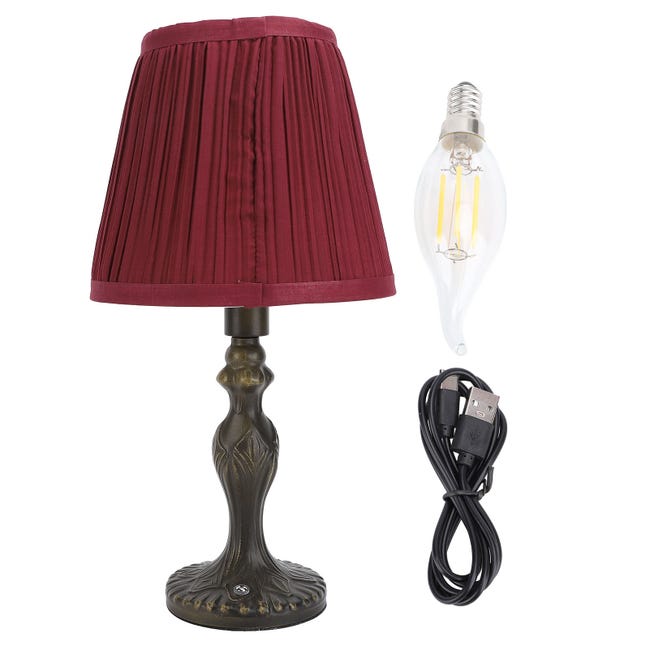 Lampe De Table En Tissu, Culot C35, Rechargeable Et Rétro, Lampe De Table Décorative Pour Salle À Manger, Chambre, Chevet, Veilleuse.