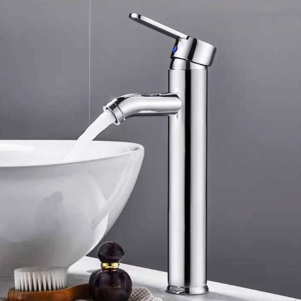 Robinet De Lavabo Haut Mitigeur Pour Eau Chaude Et Froide Corps Haut 30,5 Cm Bec Aérateur Robinet De Lavabo Chromé