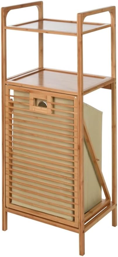 Generisch Badezimmer Regal 40x30xh95cm,bambus Badezimmer Regal Mit Wäschekorb,wäschekorb Kleiderregal Badezimmer Schrank 42l Regal