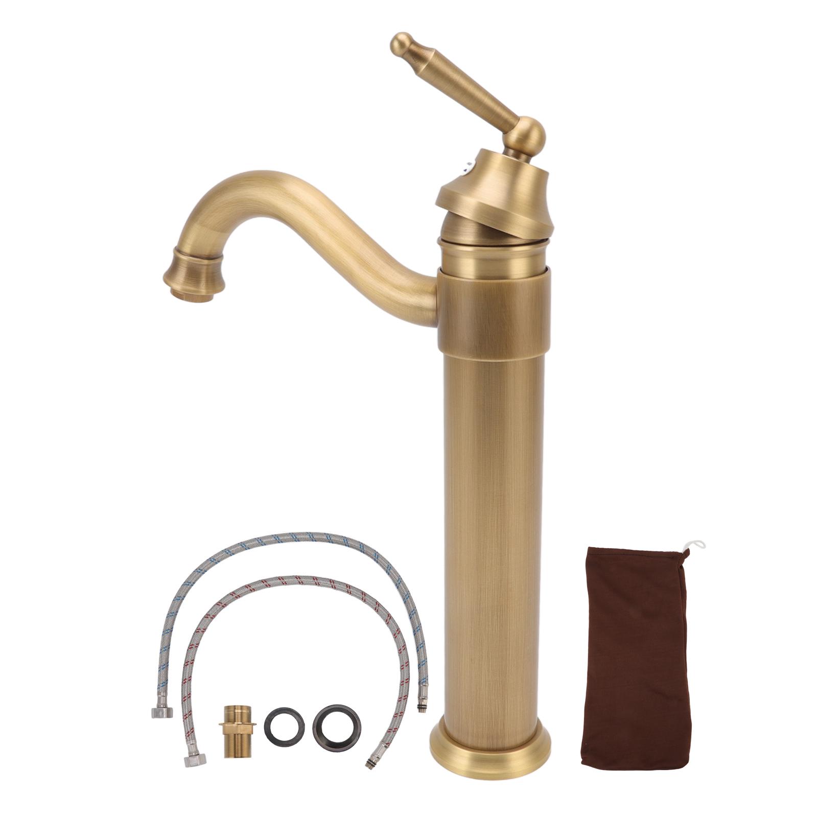Robinet Mitigeur D'Eau Froide Et Chaude À Poignée Unique, Robinet D'Évier Haut En Cuivre Rétro Industriel Pour Lavabo Au-dessus Du Comptoir Salle De Bains Hôtel