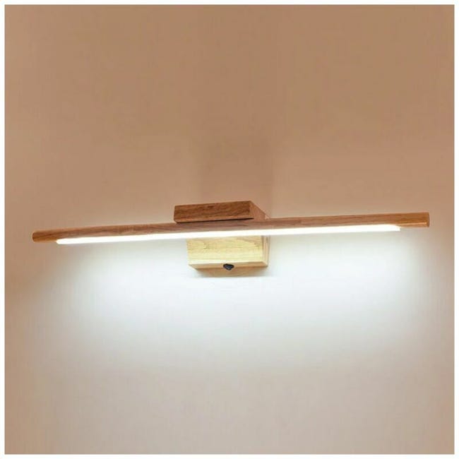 Lampe Miroir Salle De Bain En Bois, Led, Ip44, 60cm, 3000k.