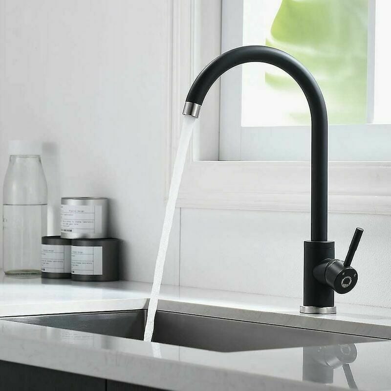 Black Kitchen Faucet, High Arc Sink Faucet With A Handle, Stainless Steel Sink Faucet 360 Degrees For Kitchen Rod Sinks, Black Matte