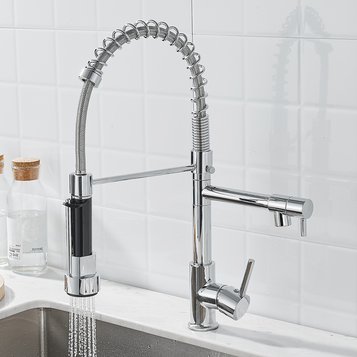 Robinet De Cuisine Rotatif Eau Chaude/eau Froide À Double Jet (jet Et Pulvérisation) - Galvanoplasty