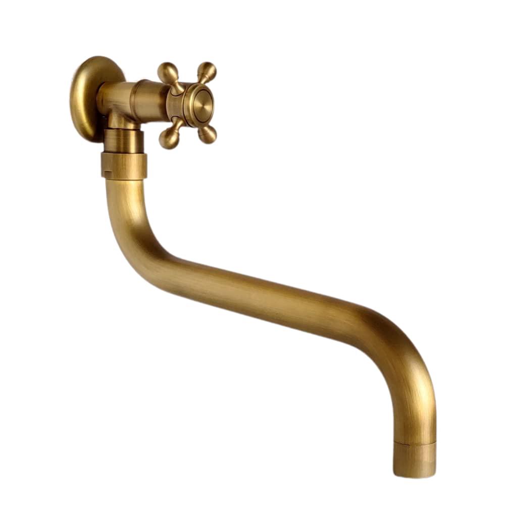 Robinet Mural Antique À Bec En S, Robinet Simple En Cuivre Antigel Pour Salle De Bain, Lavabo, Évier De Cuisine, Eau Froide