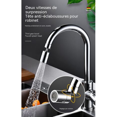 Prolongateur De Robinet Anti-éclaboussures 2 Modes, Bec Allongé Pour Cuisine Et Lavabo
